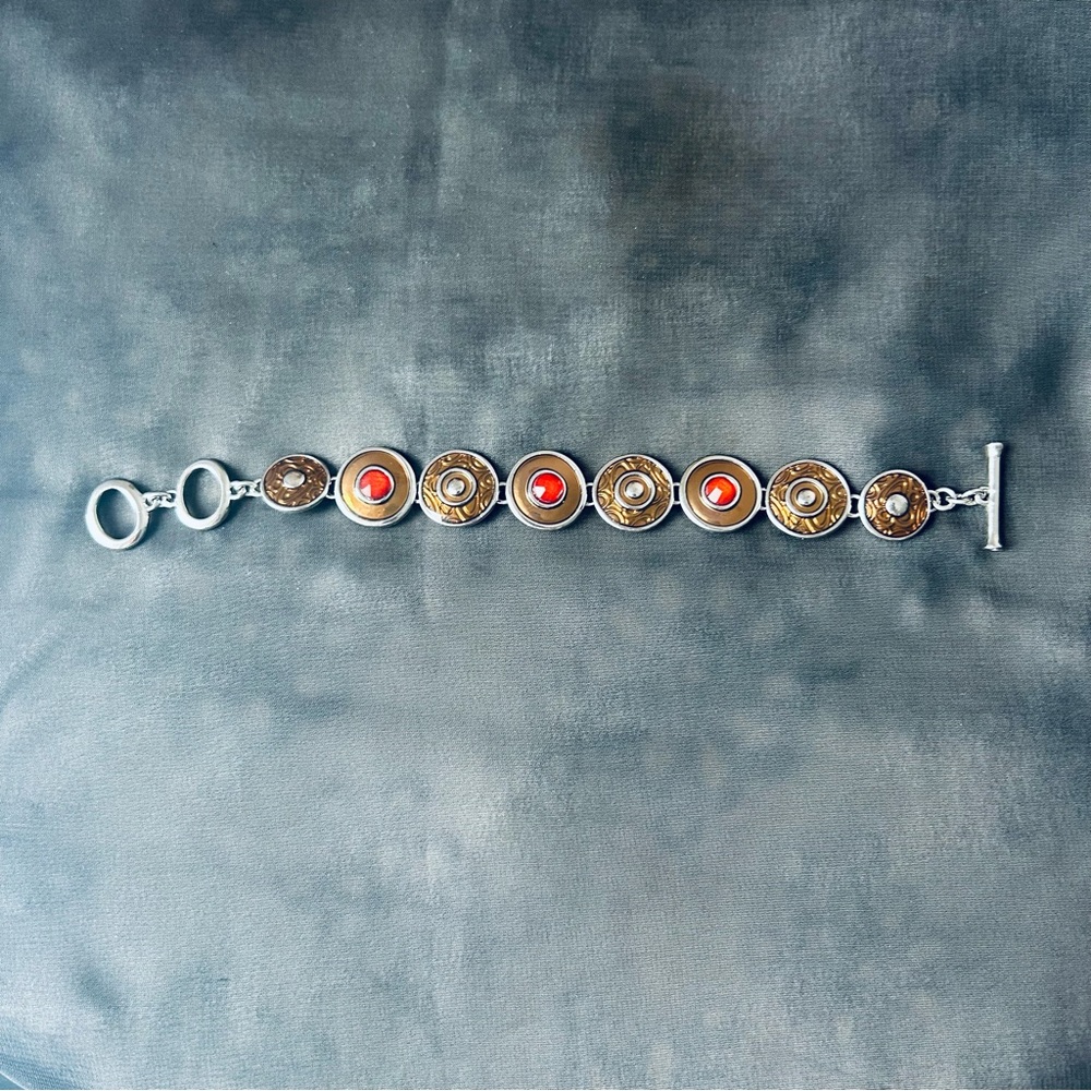 Elegant Silver and Red Bracelet
